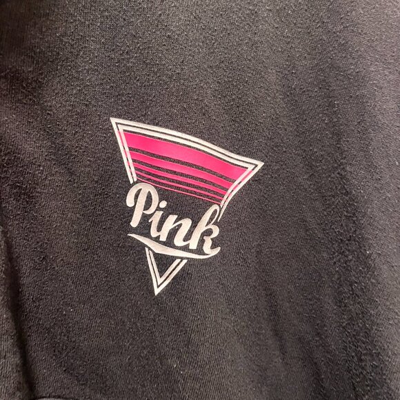 Victoria's Secret Pink Varsity Quarter Snap Black & Pink Pullover Size Large - Picture 4 of 8